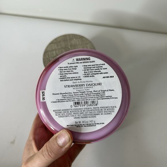 Bath and Body Works Strawberry Daiquiri 3-Wick Candles 14.5oz Large Lot Of 3 - Picture 6 of 7